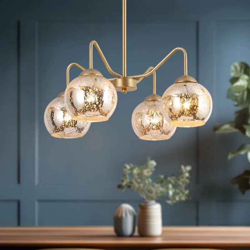 Ceiling - Mounted Chandeliers for Standard CeilingsCeiling - Mounted Chandeliers for Standard CeilingsZiv Mid-Century Modern 4-Light Gold Chandelier with Mercury Glass Shades - 20.5" D x 8.5" H Ceiling - Mounted Chandeliers for Standard CeilingsCeiling - Mounted Chandeliers for Standard CeilingsZiv Mid-Century Modern 4-Light Gold Chandelier with Mercury Glass Shades - 20.5" D x 8.5" H