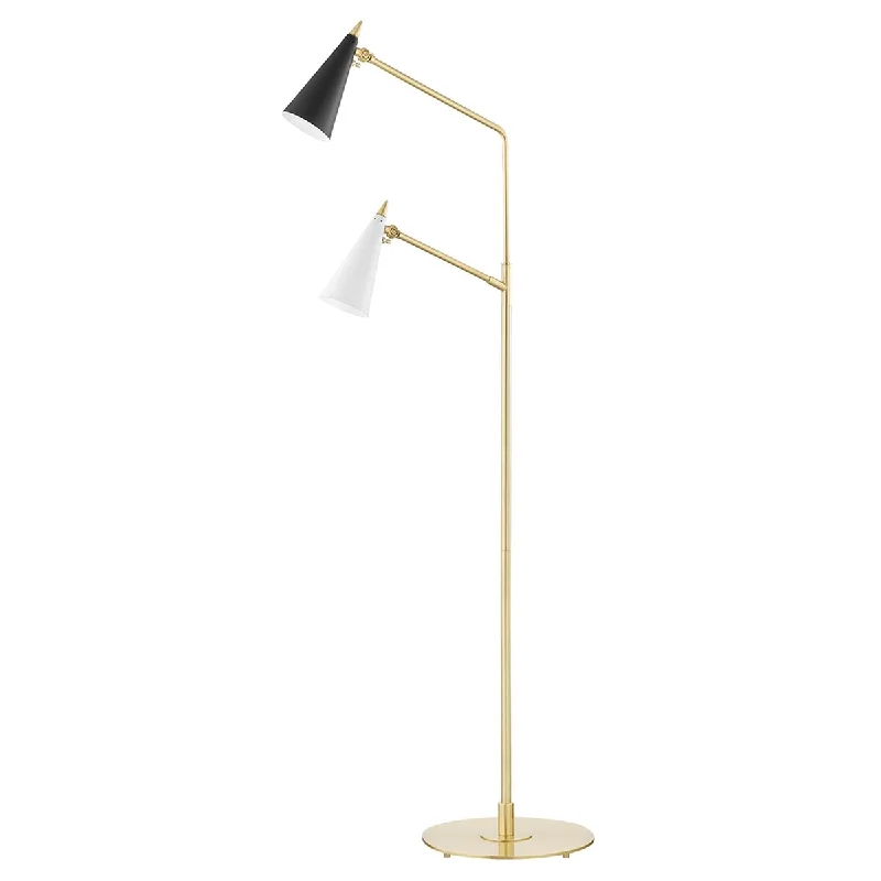 USB Charging Port Floor Lamp for Convenient Device ChargingUSB Charging Port Floor Lamp for Convenient Device ChargingMitzi by Hudson Valley Moxie 2-Light Aged Brass Floor Lamp with Black and White Shade USB Charging Port Floor Lamp for Convenient Device ChargingUSB Charging Port Floor Lamp for Convenient Device ChargingMitzi by Hudson Valley Moxie 2-Light Aged Brass Floor Lamp with Black and White Shade