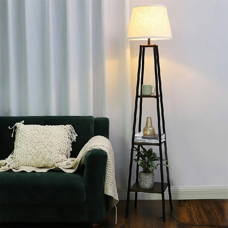 Marble Base Floor Lamp for a Touch of LuxuryMarble Base Floor Lamp for a Touch of LuxuryModern Floor Lamp with 3-Tier Shelves Standing Storage Lamp - 1