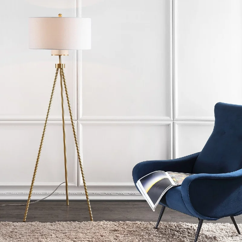 Glass Floor Lamp with Frosted Shades for Soft Diffused LightGlass Floor Lamp with Frosted Shades for Soft Diffused LightSAFAVIEH Lighting Evelyne 66-inch Tripod Led Floor Lamp - 25" x 25" x 66" - Brass/Gold - 25Wx25Dx66H