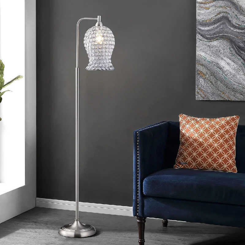 Glass Floor Lamp with Frosted Shades for Soft Diffused LightGlass Floor Lamp with Frosted Shades for Soft Diffused LightSAFAVIEH Lighting Floretta 61.5-inch Iron Floor Lamp - 17" x 11" x 61.5" - Nickel - 17Wx11Dx62H