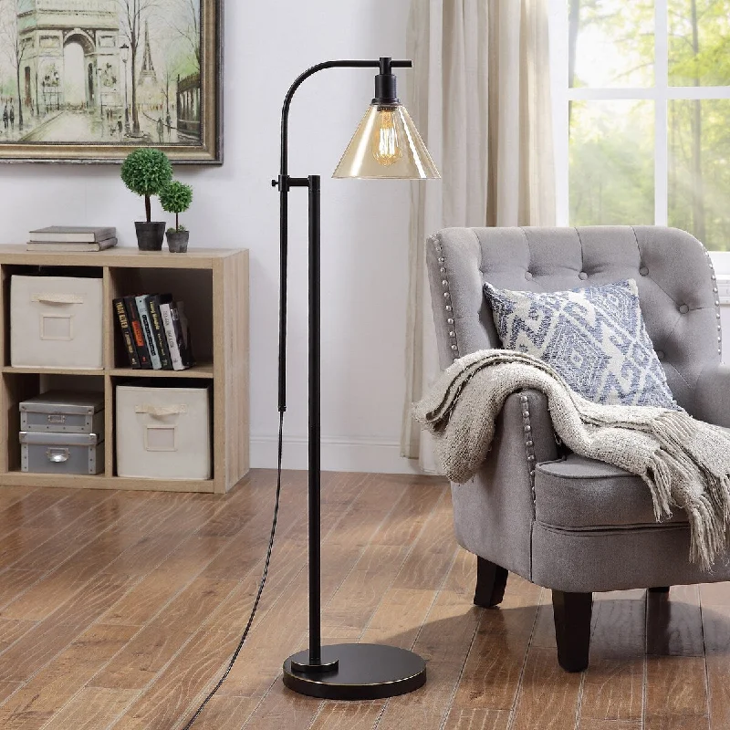Metal Floor Lamp with a Matte Black Finish for a Sleek LookMetal Floor Lamp with a Matte Black Finish for a Sleek LookStyleCraft Madison Bronze Floor Lamp - Yellowed Glass Shade