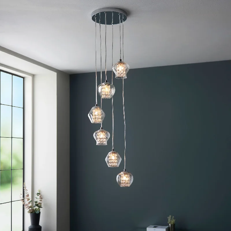 Gothic Ceiling Lights with Dark Metalwork and Pointed ArchesGothic Ceiling Lights with Dark Metalwork and Pointed ArchesMesmer 6lt Pendant