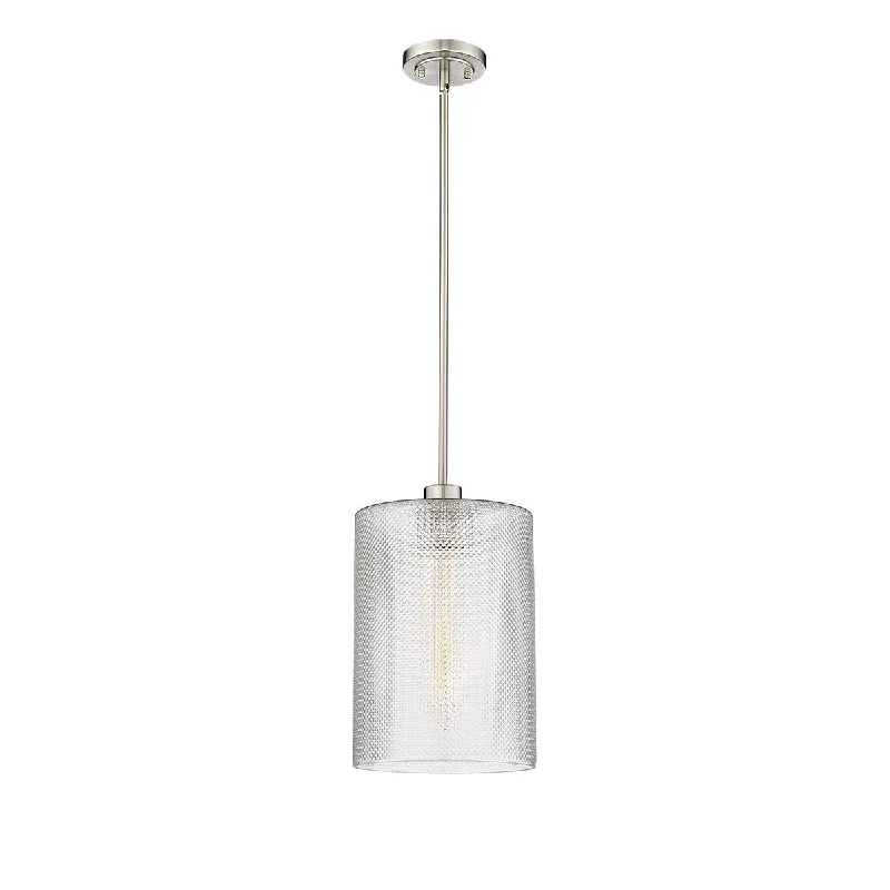 Crystal Ceiling Lights with High - Quality Swarovski CrystalsCrystal Ceiling Lights with High - Quality Swarovski CrystalsOlena Pendant - Brushed Nickel - Textured Glass - 10in. Diameter - E26 Medium Base