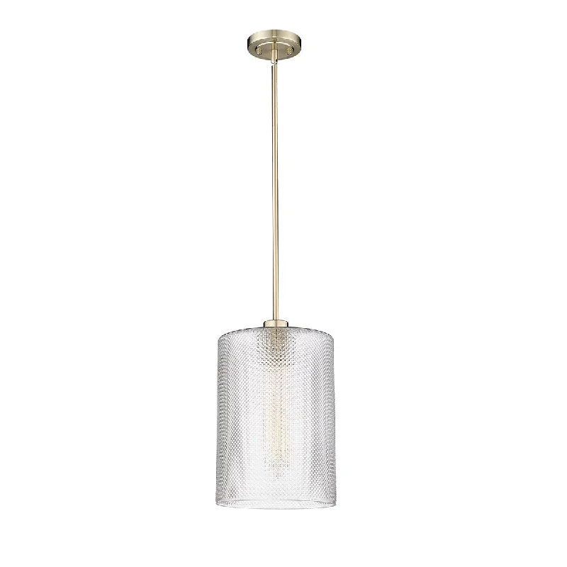 Industrial Style Ceiling Lights with Exposed Bulbs and Metal CagesIndustrial Style Ceiling Lights with Exposed Bulbs and Metal CagesOlena Pendant - Modern Gold - Textured Glass - 10in. Diameter - E26 Medium Base