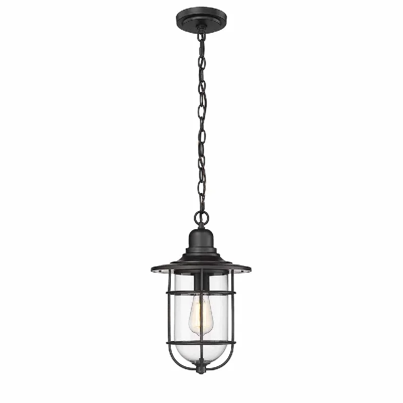 Bohemian Ceiling Lights with Beads, Tassels, and Colorful GlassBohemian Ceiling Lights with Beads, Tassels, and Colorful GlassOutdoor Hanging Lantern - Powder Coat Black - Clear Glass - 10.68in. Diameter - E26 Medium Base