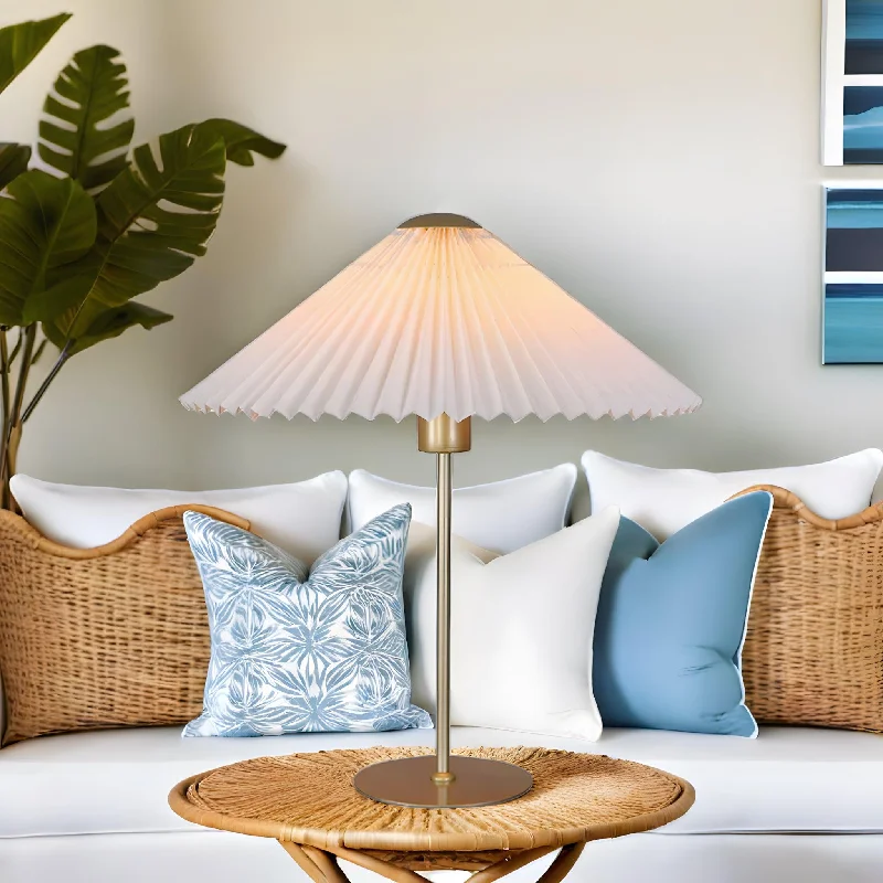 metal table lamps with a matte black finish for a sleek appearancemetal table lamps with a matte black finish for a sleek appearanceEmery Serene Pleated, Metal Table Lamp - Gold and White, 480mm High, PL0221
