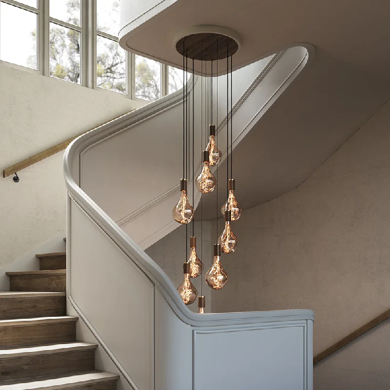 Art Deco Ceiling Lights with Geometric Patterns and Metallic FinishesArt Deco Ceiling Lights with Geometric Patterns and Metallic FinishesTala Nine Pendant Walnut with Voronoi II, White Canopy
