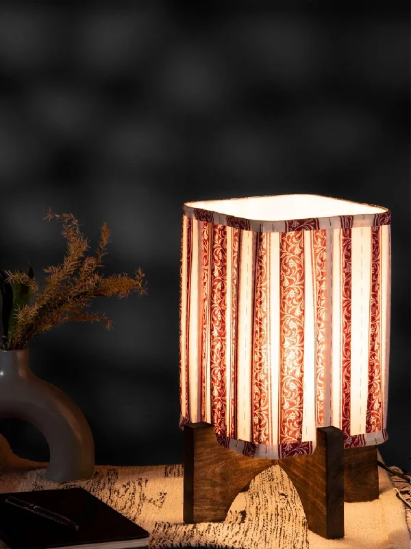 art deco table lamps with geometric shapes for a retro touchart deco table lamps with geometric shapes for a retro touchWooden Brown Base Lamp with pleeted Red Leafyprint Soft Shade
